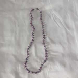 Necklace Project CeCemade With  Hand aid Paper Purple Beads